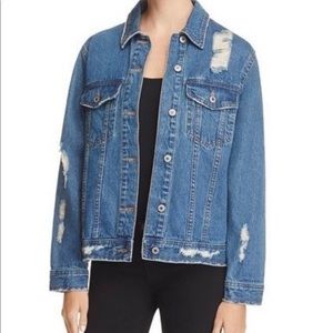 NWT SUNSET + SPRING MOTHER DISTRESSED DENIM JEAN JACKET XS LEVIS